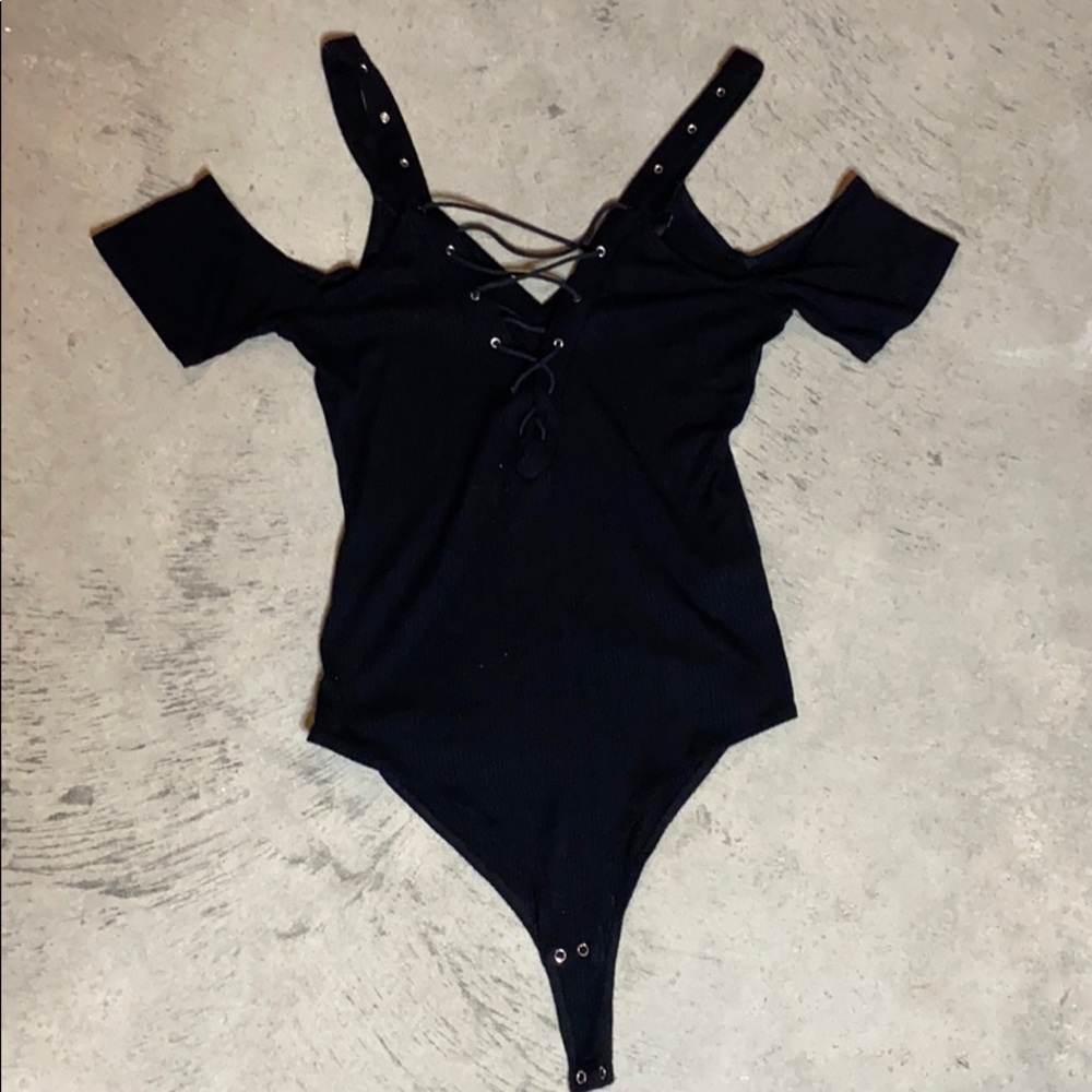 Lace up, off the shoulder body suit